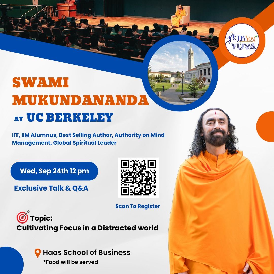 Swami Mukundananda at UC Berkeley - Exclusive Talk and Q&A on Cultivating Focus in A Distracted World