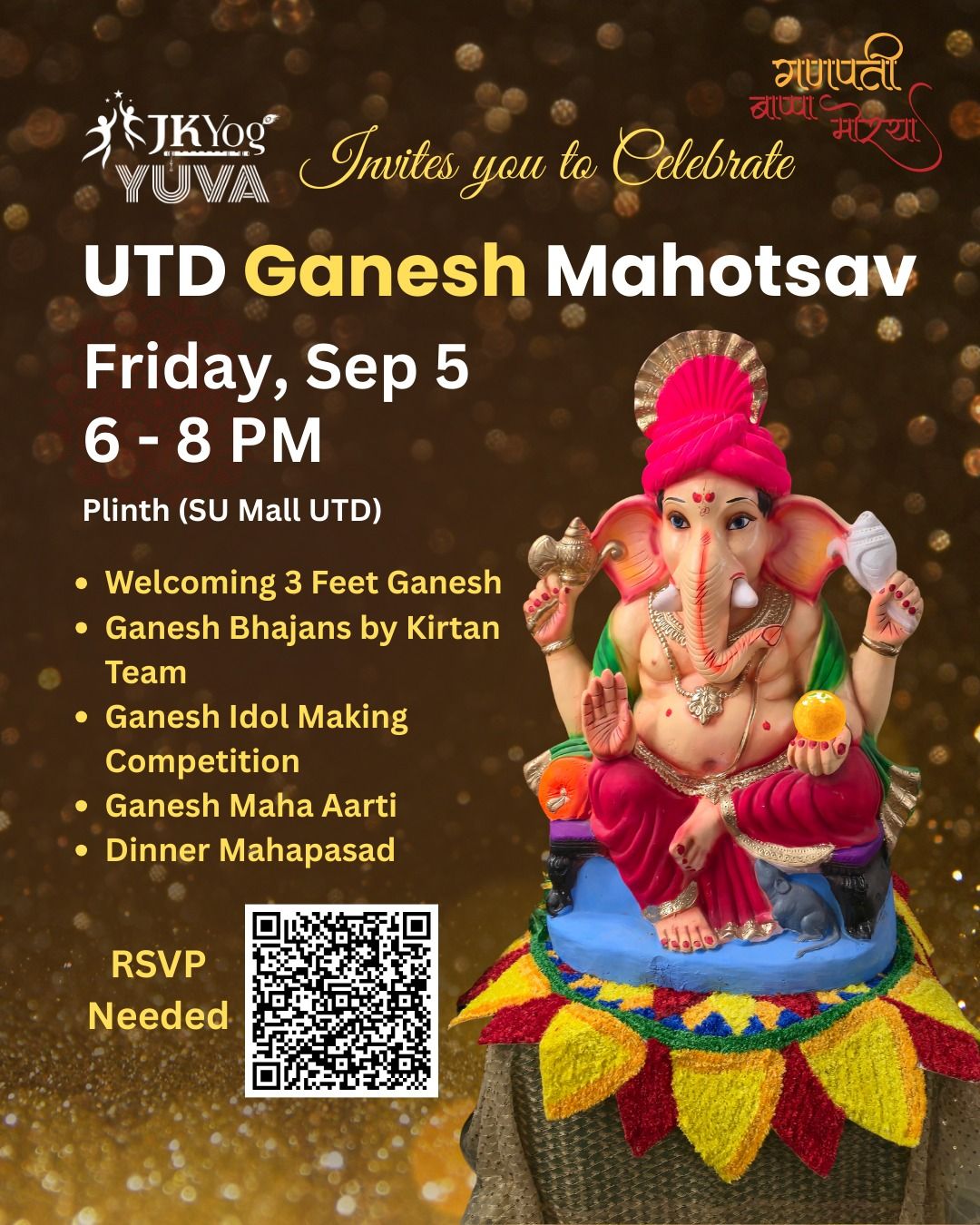 Ganesh Mahotsav at UTD - Idol, Bhajans, and Maha Aarti